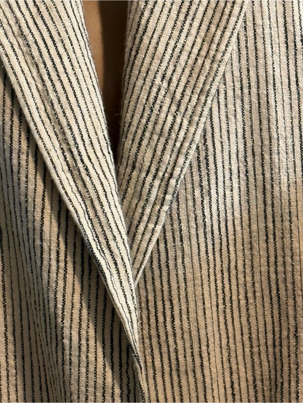 Eileen Fisher Natural Black Striped Cotton Open Front Jacket S M Oversized - Picture 6 of 13